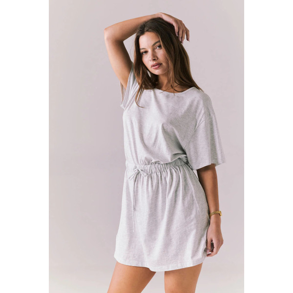 Taffetas Wave Drawstring Dress