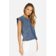 Apex Bloom Short Sleeve Acid Denim Tee