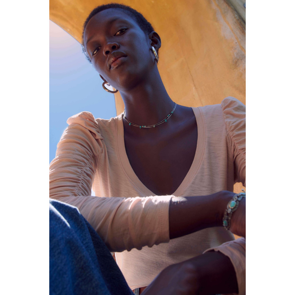 Luna Shirred V neck