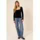 Lush Rush Come True Square Neck Velvet Long Sleeve