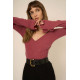 Pixel Ruched Side Brushed Rib V-Neck